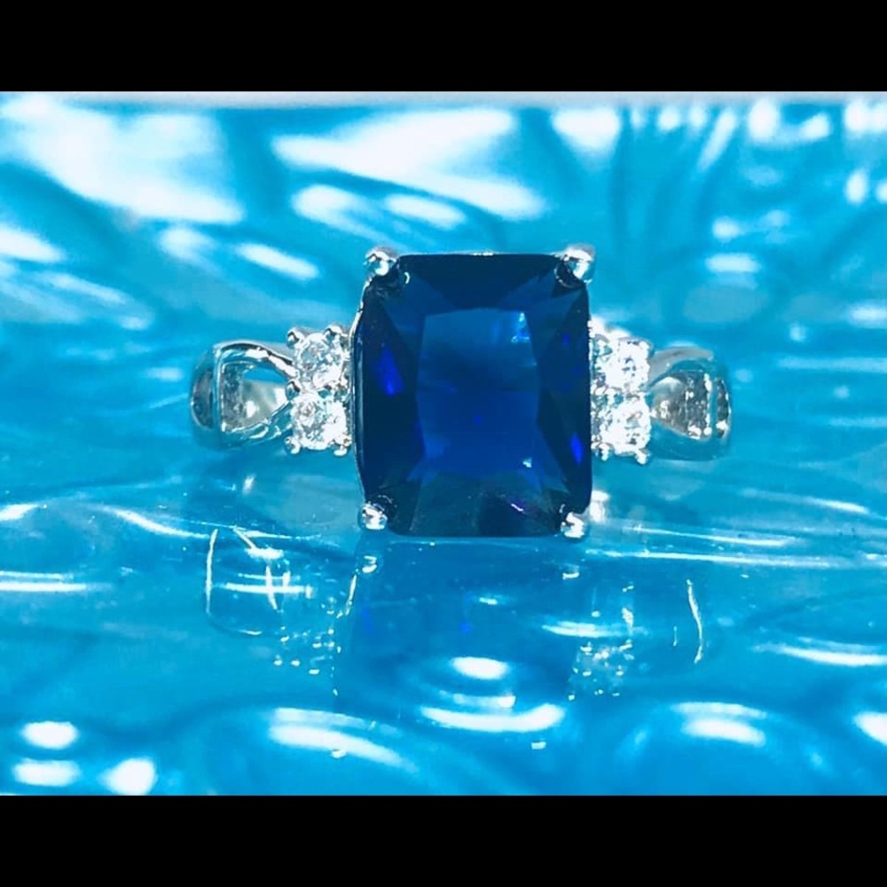 Blue Ring with Crystal Accents - Size 9